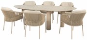 Taste by 4 Seasons Florence tuinset latte met estate tafel 240 cm keramiek Tuinstoel taupe weerbestendig