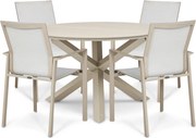 Tuinset Ronde Tuintafel 4 personen 120 cm Aluminium Zand/Beige  Lifestyle Garden Furniture Timo/Xento