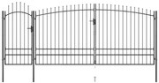 vidaXL Poort met speren bovenkant 5x2,45 m zwart