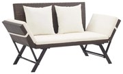 vidaXL Tuinbank met kussens 176 cm poly rattan bruin