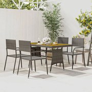 vidaXL 5-delige Tuinset poly rattan grijs