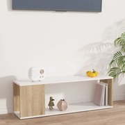 vidaXL Tv-meubel 100x24x32 cm spaanplaat wit en sonoma eikenkleurig