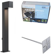 Buitenlamp zwart met grondpin en kabelmof 65cm incl. stopcontact IP44 - Baleno