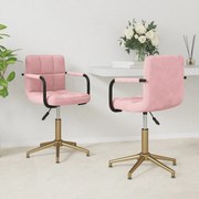 vidaXL Eetkamerstoelen draaibaar 2 st fluweel roze