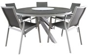 New Valley dining tuinset 150x74 cm rond 6 delig aluminium wit