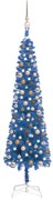 vidaXL Kerstboom met LED's en kerstballen smal 150 cm blauw