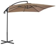 vidaXL Zweefparasol met stalen paal 250x250 cm taupe