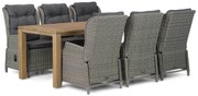 Tuinset 6 personen 220 cm Wicker Old teak greywash Garden Collections Edingburgh/Bristol