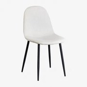 Gestoffeerde Eetkamerstoel Glamm Zwart & Corduroy Beige – Linnen & Pana - Sklum