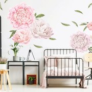 INSPIO Muurstickers bloemen- Zelfklevend behang met bloemen - Pioenrozen licht roze