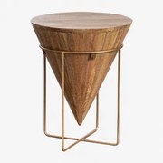 Ronde Bijzettafel Ø40 Cm Van Mangohout En Ijzer Piram Goud - Sklum
