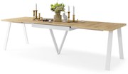 AVERY eik Craft Goud/ onderkant wit - LOFT/INDUSTRIËLE TAFEL VOOR WOONKAMER / EETKAMER UITKLAPBAAR TOT 290 cm!