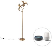 Smart vloerlamp goud 187 cm incl. 2 Wifi G95 - Botanica Landelijk E27 Binnenverlichting Lamp