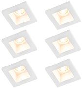 Set van 6 Inbouwspot wit 12cm vierkant - Gypsy Stucco GU10 Binnenverlichting Gips Lamp