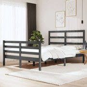 vidaXL Bedframe massief grenenhout grijs 135x190 cm 4FT6 Double