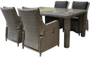 Bilbao Bergamo dining tuinset 180x100xH75 cm 5-delig grijs verstelbaar