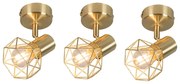 Set van 3 Art Deco Spot / Opbouwspot / Plafondspot messing draai- en kantelbaar - Mosh Modern E14 rond Binnenverlichting Lamp