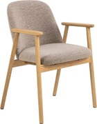 RODERIC Beige Latte (stof Monza 60) / gelakt eikenhouten frame – HOUTEN BOUCLÉ RETRO STOEL