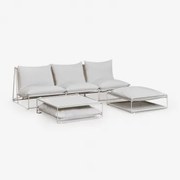Amaro Tuinset Met 3-delige Modulaire Bank, Bijzettafel En Omvormbare Voetenbank Gardenia Wit - Sklum