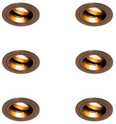 Set van 6 Inbouwspot donkerbrons rond draai en kantelbaar - Chuck GU10 Binnenverlichting Lamp