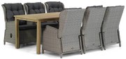 Tuinset 6 personen 210 cm Wicker Grijs Garden Collections Edingburgh/Weston