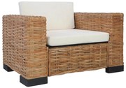 vidaXL Fauteuil met kussens natuurlijk rattan