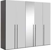 Goossens Kledingkast Easy Storage Ddk, Kledingkast 253 cm breed, 220 cm hoog, 4x glas draaideur en 1x spiegel draaideur midden