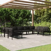 vidaXL 9-delige Loungeset met kussens aluminium antracietkleurig