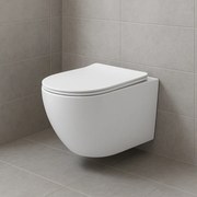 Sanigoods Cyclona compact randloos hangtoilet met tornado flush en zitting wit mat