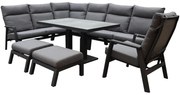 Pacific hoek dining loungeset 8 delig aluminium verstelbaar