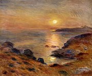 Kunstreproductie The Setting of the Sun at Douarnenez; Couche de Soleil a Douarnenez, 1883, Renoir, Pierre Auguste