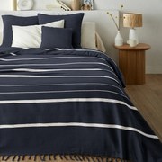 Gestreepte beddensprei in katoen met franjes, Nedo