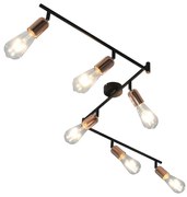 vidaXL Spotlight 6-voudig met filament peren 2 W E27 30 cm zwart en koper