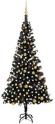 vidaXL Kunstkerstboom met LED's en kerstballen 210 cm PVC zwart