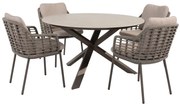 Taste by 4 Seasons Puglia tuinset terre met Prado tafel met keramisch blad Ø 130 cm Tuinset   bruin weerbestendig