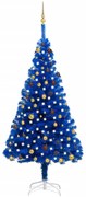 vidaXL Kunstkerstboom met LED's en kerstballen 210 cm PVC blauw