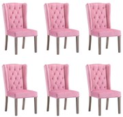 vidaXL Eetkamerstoelen 6 st fluweel roze