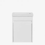 Narek Zwevend Houten Badkamermeubelset Met Geïntegreerde Wastafel Wit & Spiegelloze & Zonder Kraan & ↔︎ 40 Cm - Sklum