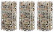 vidaXL Gabion plantenbakken 3 st rond verhoogd Ø30x50 cm staal