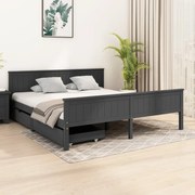 vidaXL Bedframe met 2 lades massief grenenhout donkergrijs 180x200 cm