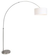 Booglamp staal stoffen kap wit 50/50/25 verstelbaar - XL Modern E27 Binnenverlichting Lamp