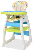 vidaXL Kinderstoel met blad 3-in-1 verstelbaar blauw en groen