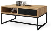 NYX Eik Ambacht Goud/Zwart Mat - MODERNE KOFFIETAFEL MET LA, LOFT