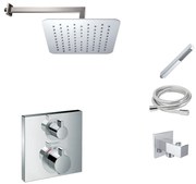 Hansgrohe Ecostat Square inbouw douchekraan met Mueller Cube 20cm douchekop en wandarm regendouche chroom