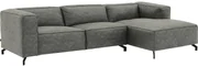Goossens Bank Calvin grijs, micro leer, 3-zits, modern design