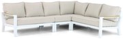 Hoek loungeset 6 personen Aluminium/Polywood (teakfinish) Wit Lifestyle Garden Furniture Bilbao