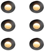 Set van 6 Moderne inbouwspot zwart IP44 - Gap