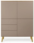 Tenzo Dot Wandkast Mat Taupe Met Eiken - 109x43x137cm.