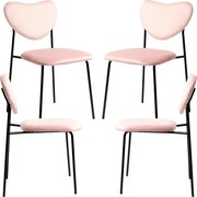 Set 4 Cora Black Fluwelen Stoelen