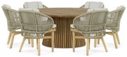 Tuinset Ronde Tuintafel 6 personen 180 cm Teakhout/rope Naturel teak Coco Almeria/Fungo
